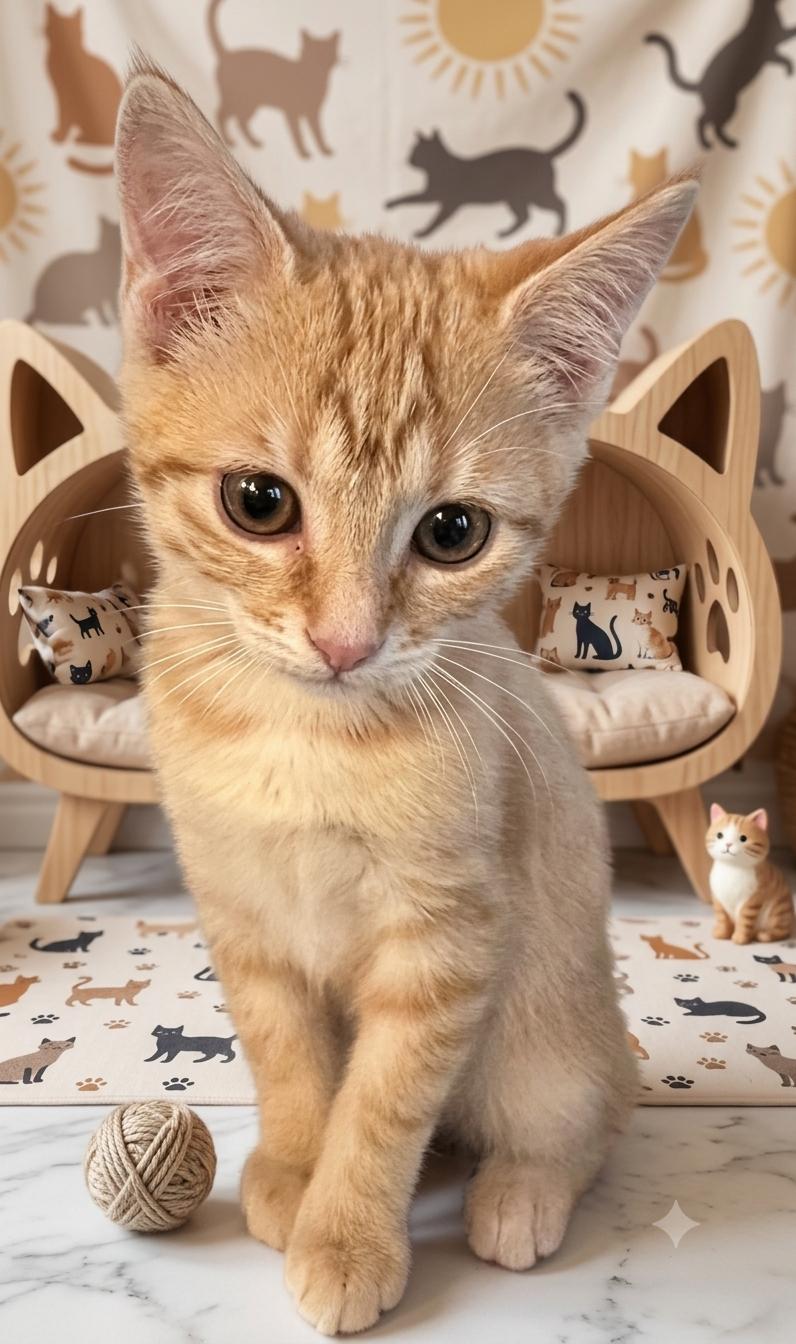 Chicken Nugget, Adopted, Kitten Female Tabby.