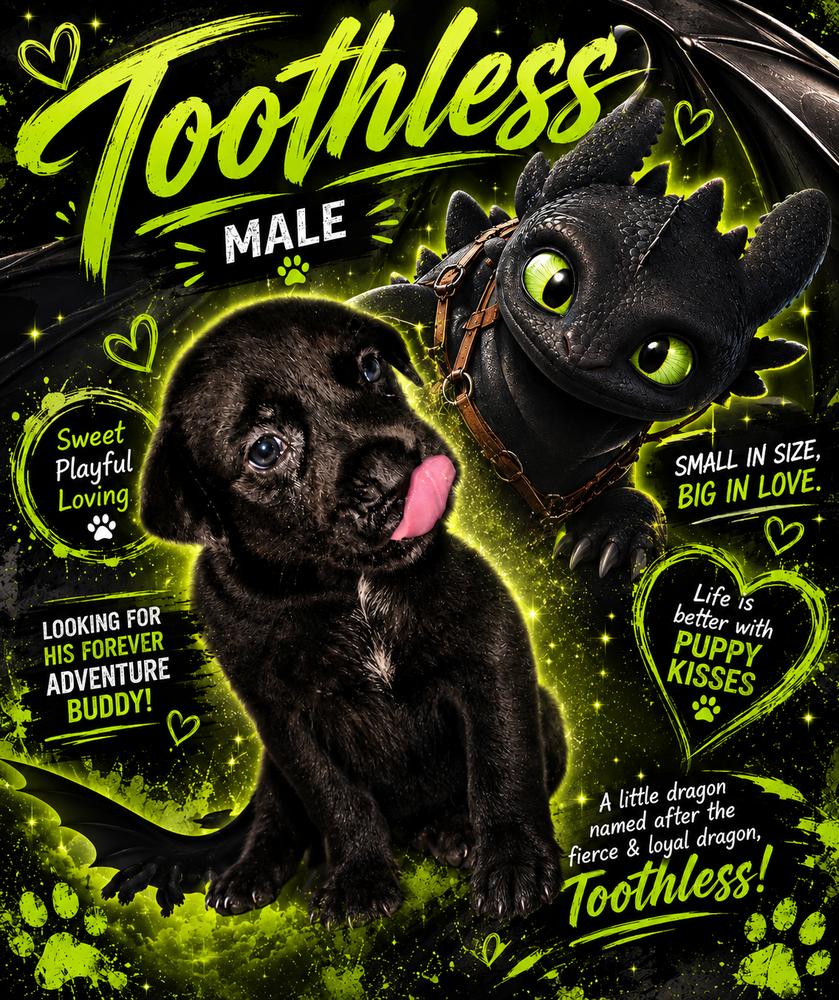 Toothless, Adoptable, Puppy Male Mixed Breed.