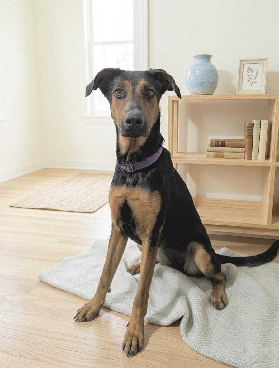 Solara, Adoptable, Puppy Female Doberman Pinscher.