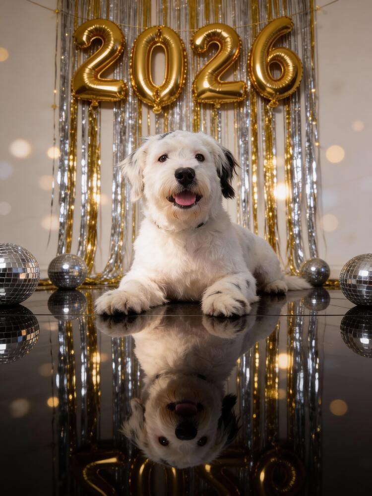 Snoopy, Adoptable, Young Male Old English Sheepdog & Poodle.