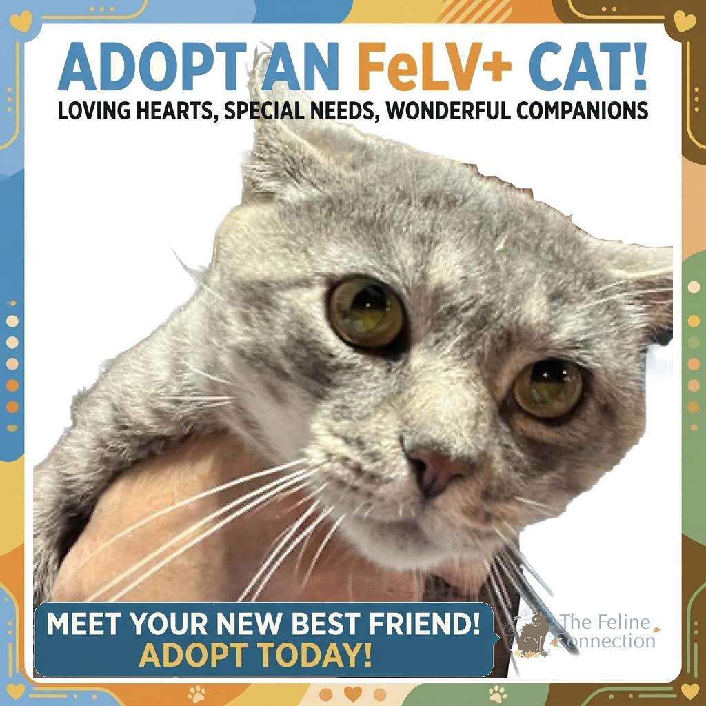 Nikki (FeLV), adopted, Adult Male Domestic Short Hair.