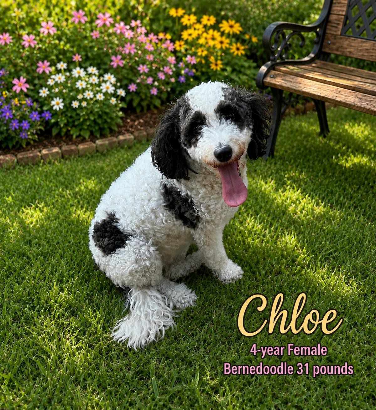 CHLOE - 4 YEAR FEMALE BERNEDOODLE - 31 POUNDS, adopted, Adult Female Bernedoodle.