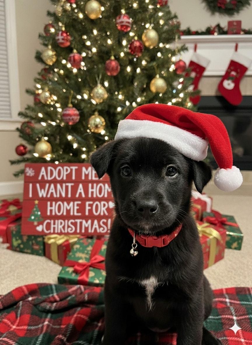 4 puppies , adopted, Puppy Female Black Labrador Retriever & Husky.