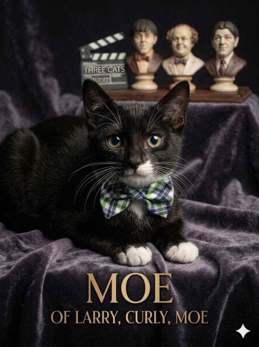 Moe (Larry, Curly), a Adoptable Domestic Medium Hair in Houston, TX image 1/5