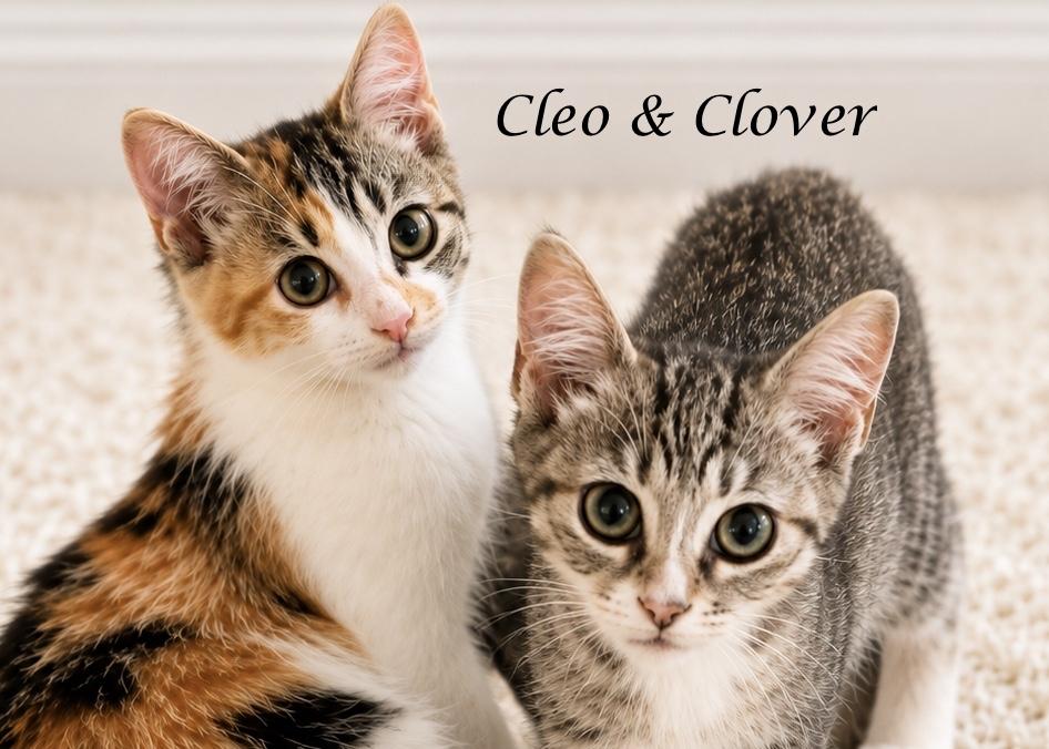 Sisters, CLOVER & CLEO, ADOPTABLE, Young Female Calico.