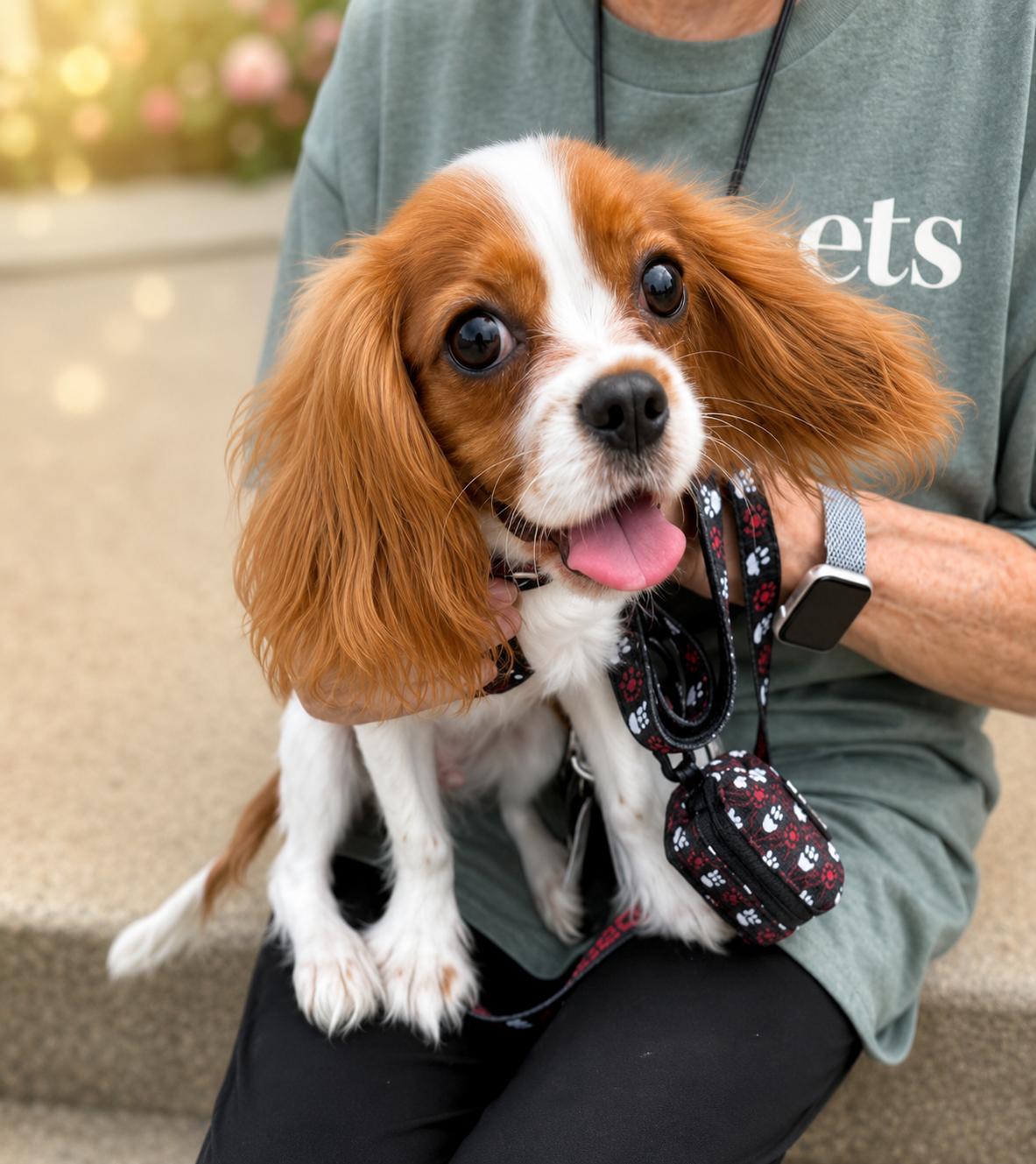 Anakin, adopted, Young Male Cavalier King Charles Spaniel.