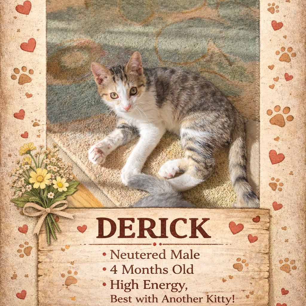 1421 Derik, Adoptable, Kitten Male Domestic Short Hair.
