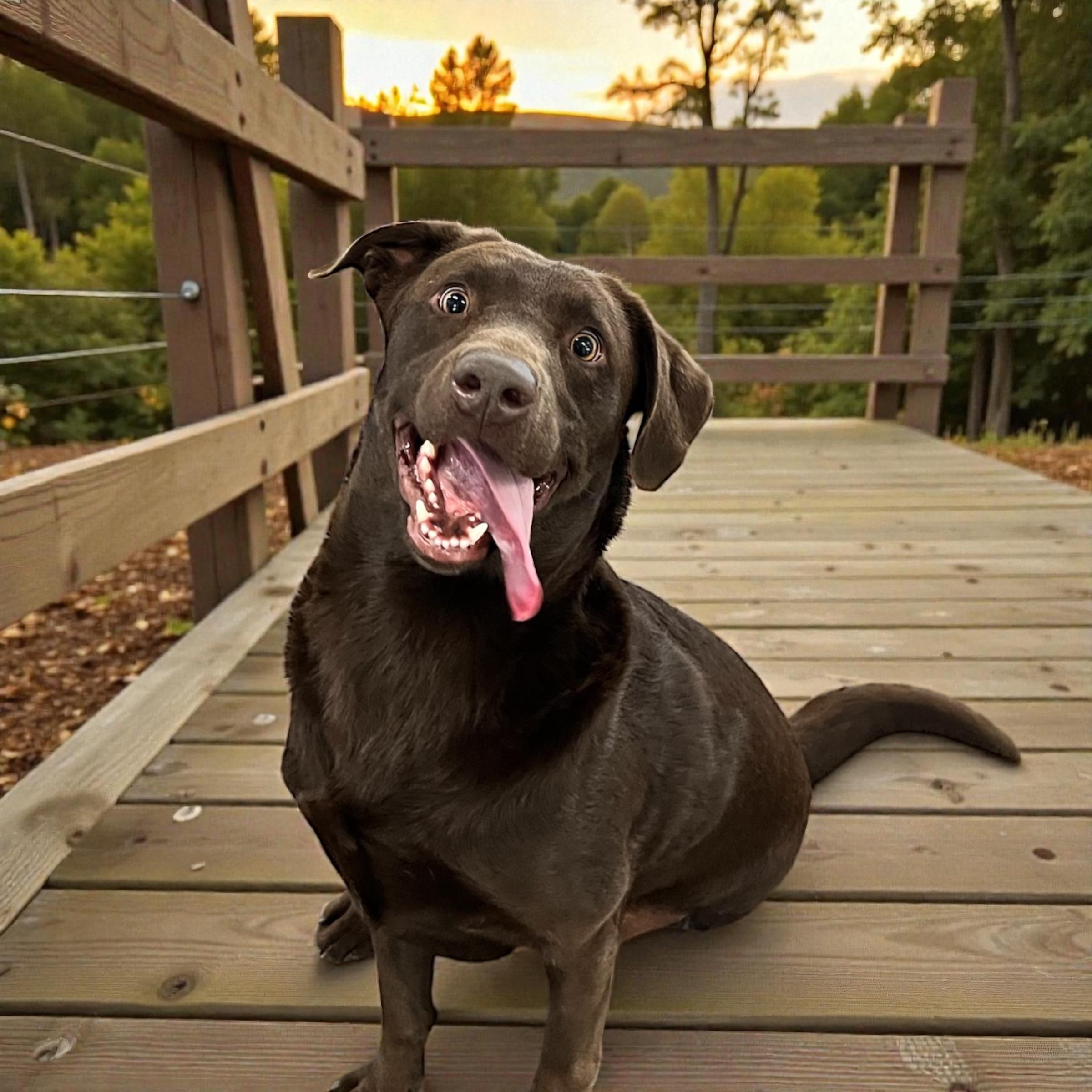 Twix, ADOPTABLE, Adult Male Chocolate Labrador Retriever.