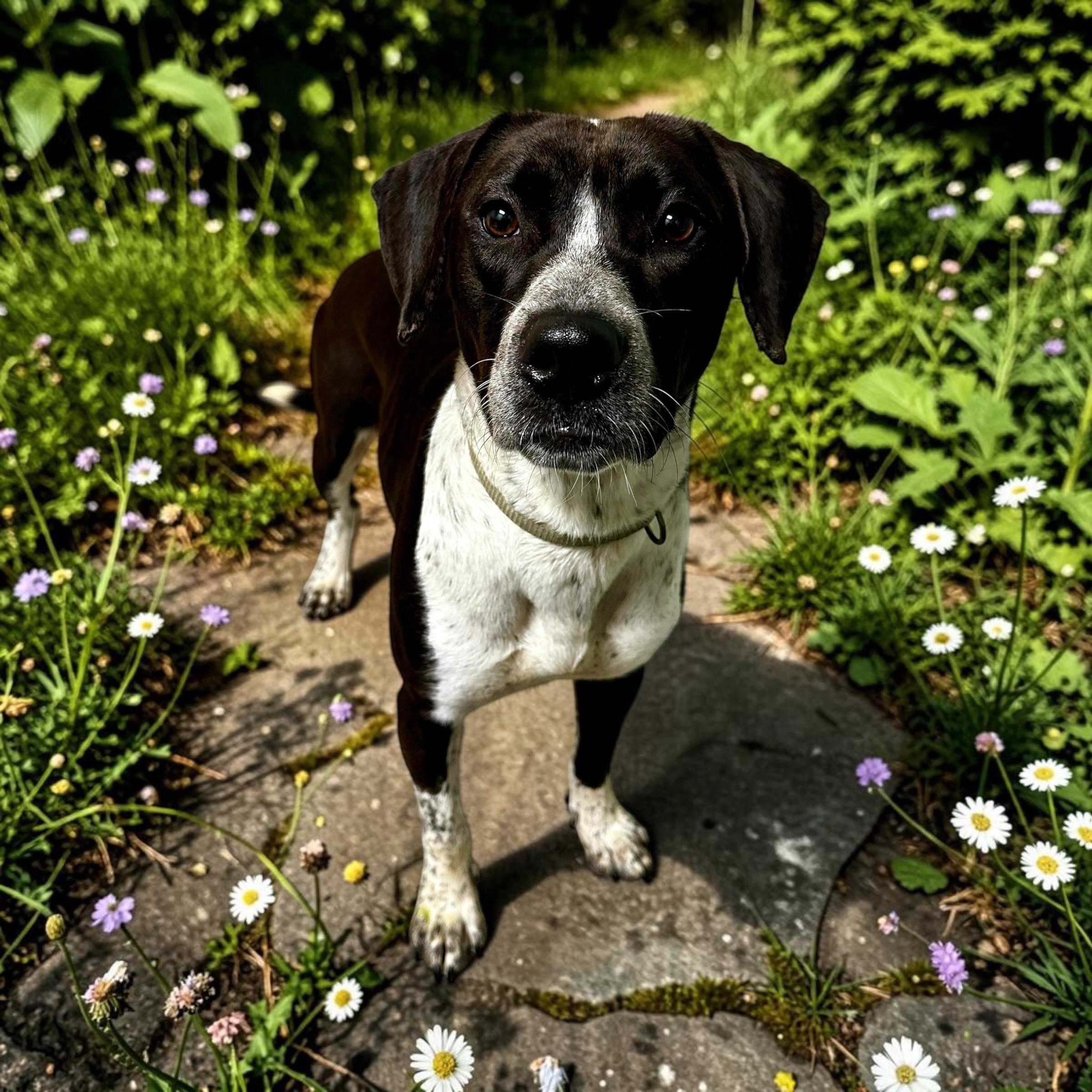 Daisy Mae , ADOPTABLE, Young Female German Shorthaired Pointer & Black Labrador Retriever.