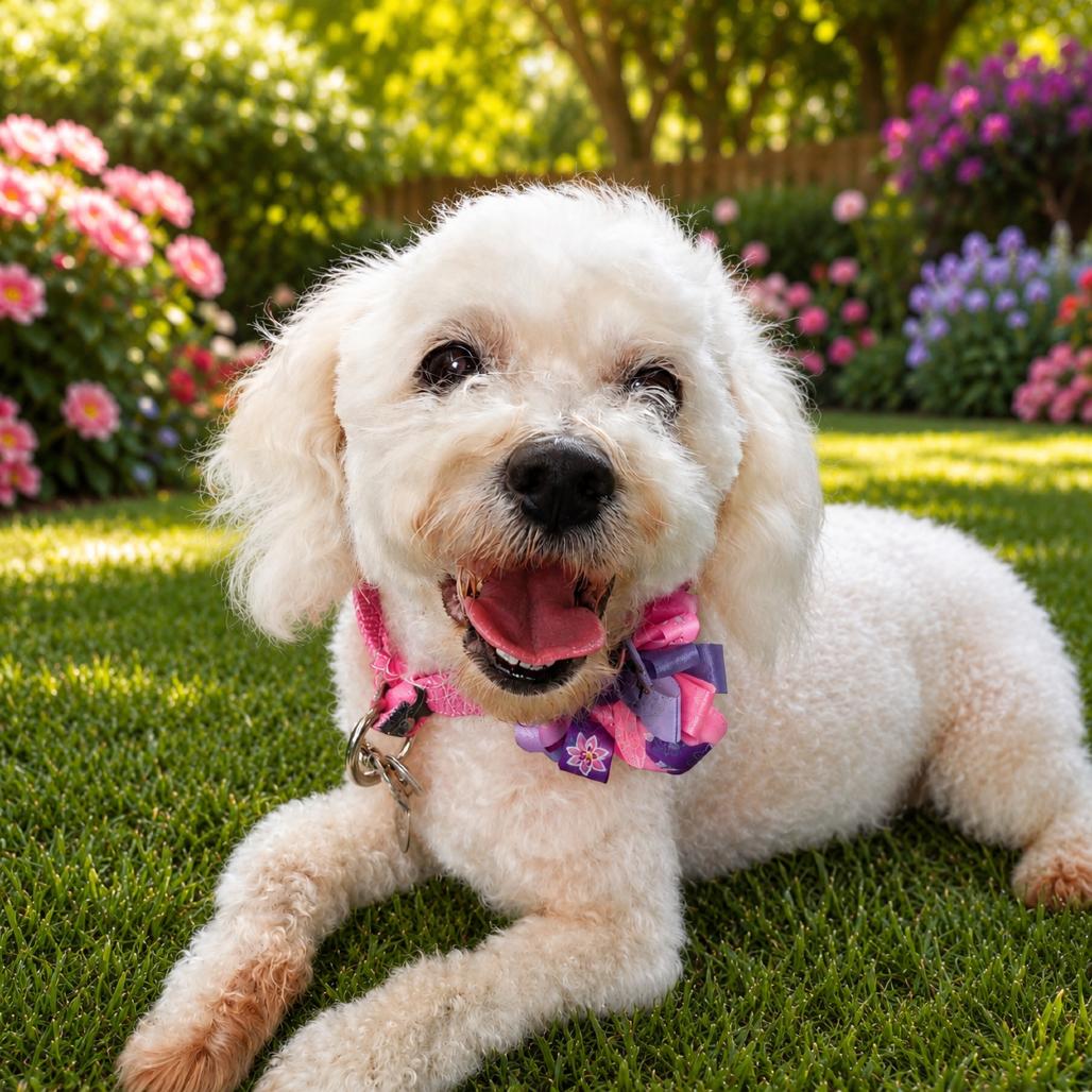 Sandy Rosie, Adoptable, Senior Female Miniature Poodle.