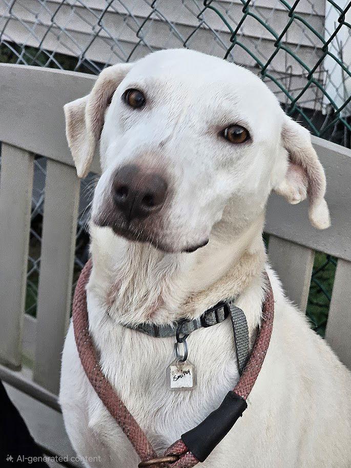Smiley, Adopted, Young Male Yellow Labrador Retriever & Labrador Retriever.