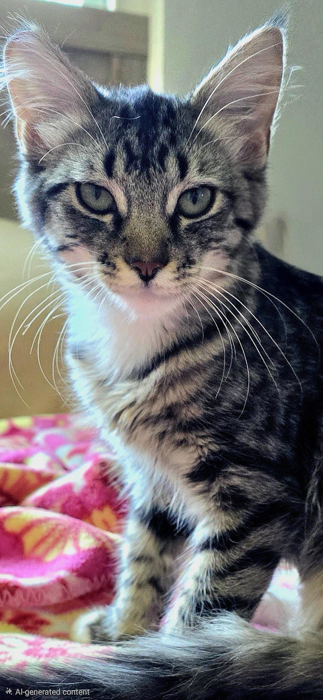 Pushistyy, Adopted, Kitten Female Tabby & Domestic Medium Hair.