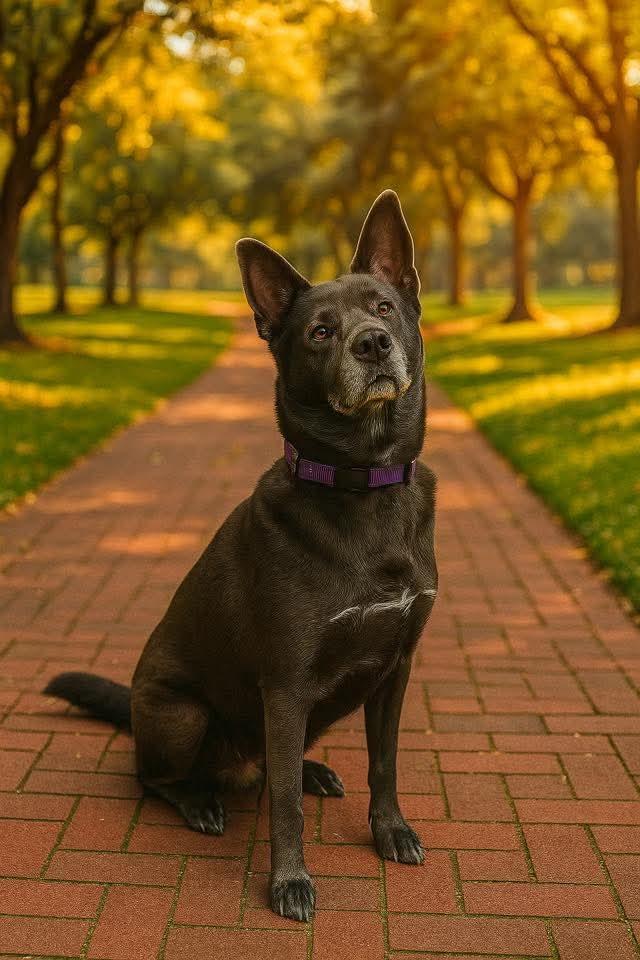 Miley, adopted, Young Female German Shepherd Dog & Black Labrador Retriever.