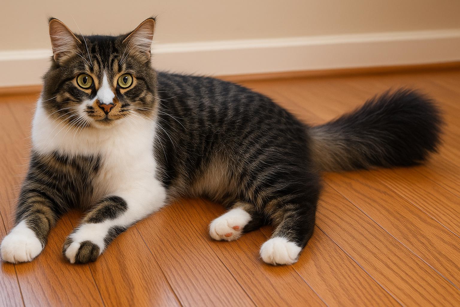 Sadie, Adopted, Young Female Norwegian Forest Cat & Tabby.