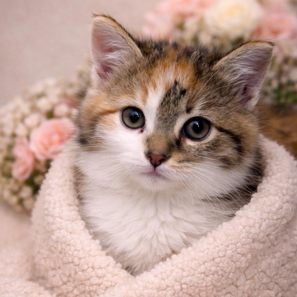 Hoggle, adopted, Kitten Female Calico.