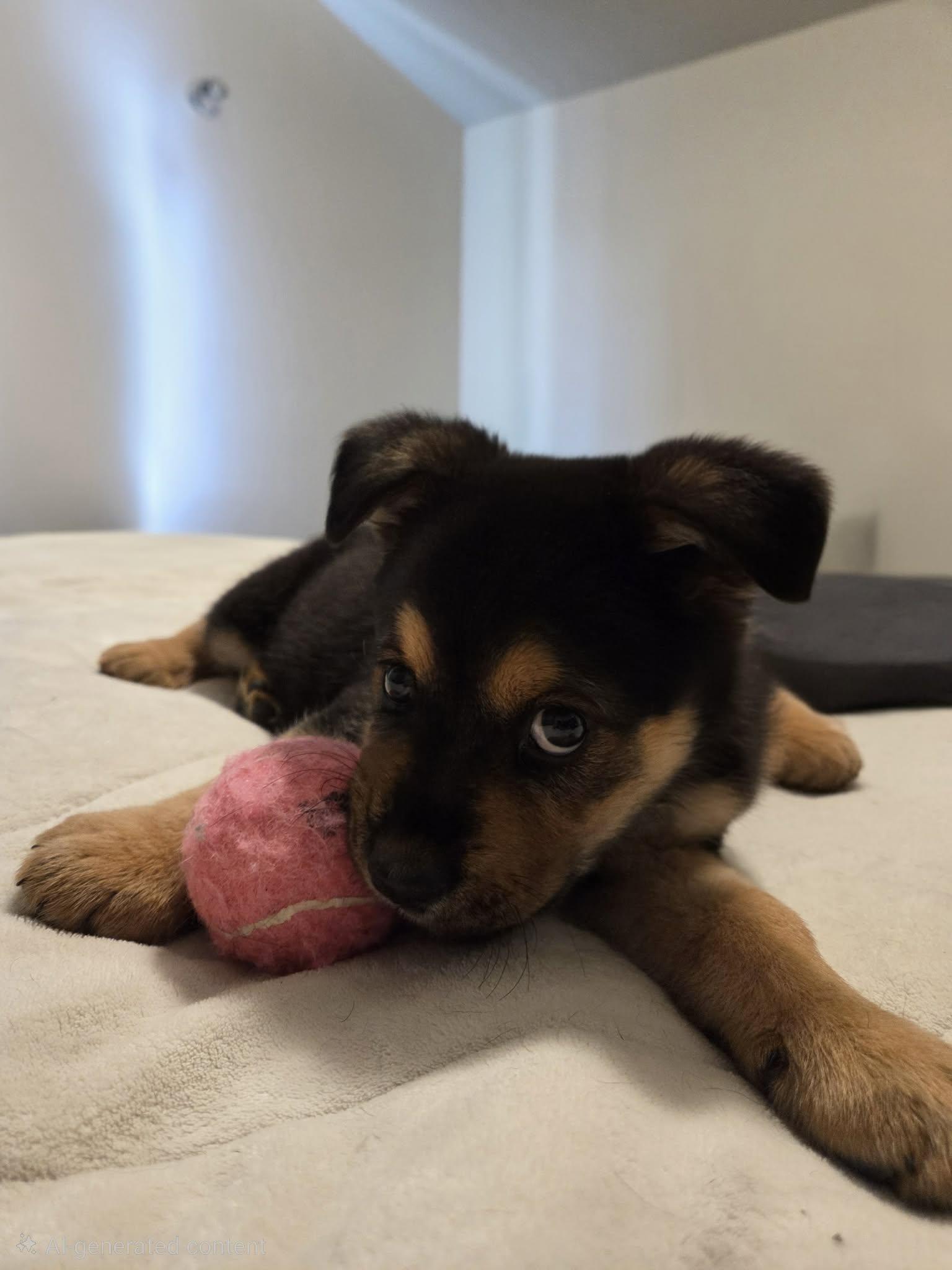 Button, ADOPTABLE, Puppy Female Shepherd & Rottweiler.