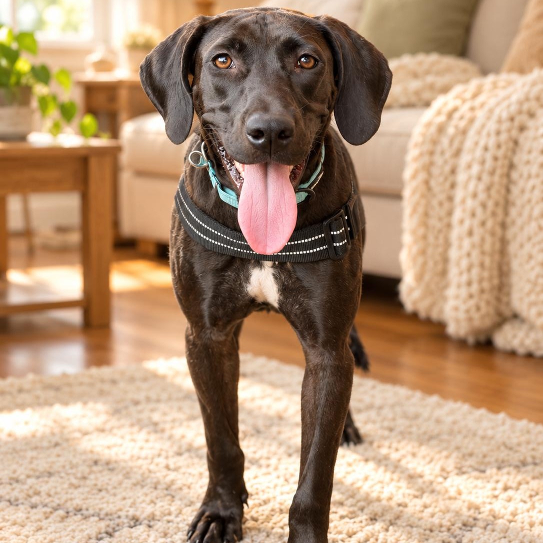 Rue, Adoptable, Young Female Black Labrador Retriever.
