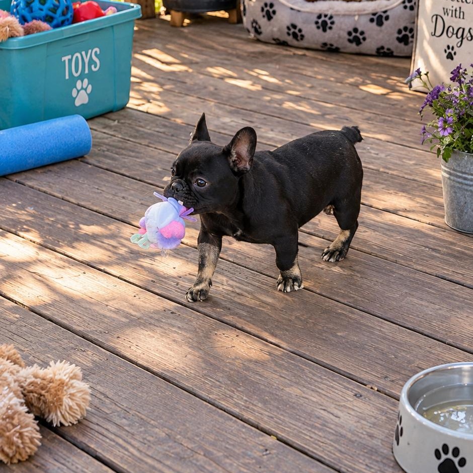 Puddles, Adopted, Young Male French Bulldog.