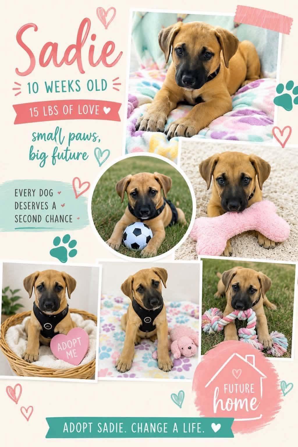 Sadie girl, adopted, Puppy Female Labrador Retriever & Shepherd.