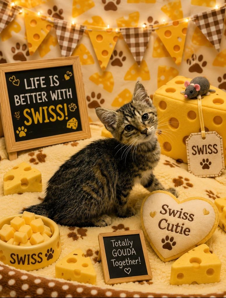 Swiss, Adoptable, Kitten Male Domestic Short Hair.