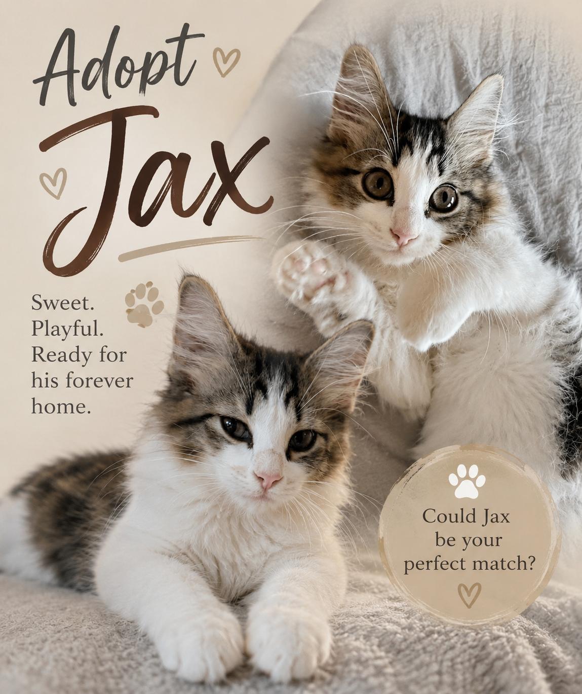 Jax, Adoptable, Young Male Domestic Long Hair.
