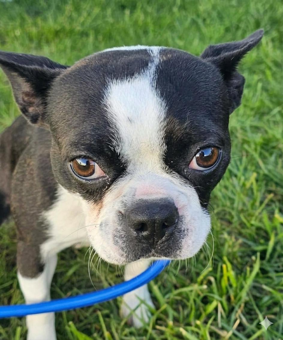Sally , adopted, Young Female Boston Terrier.