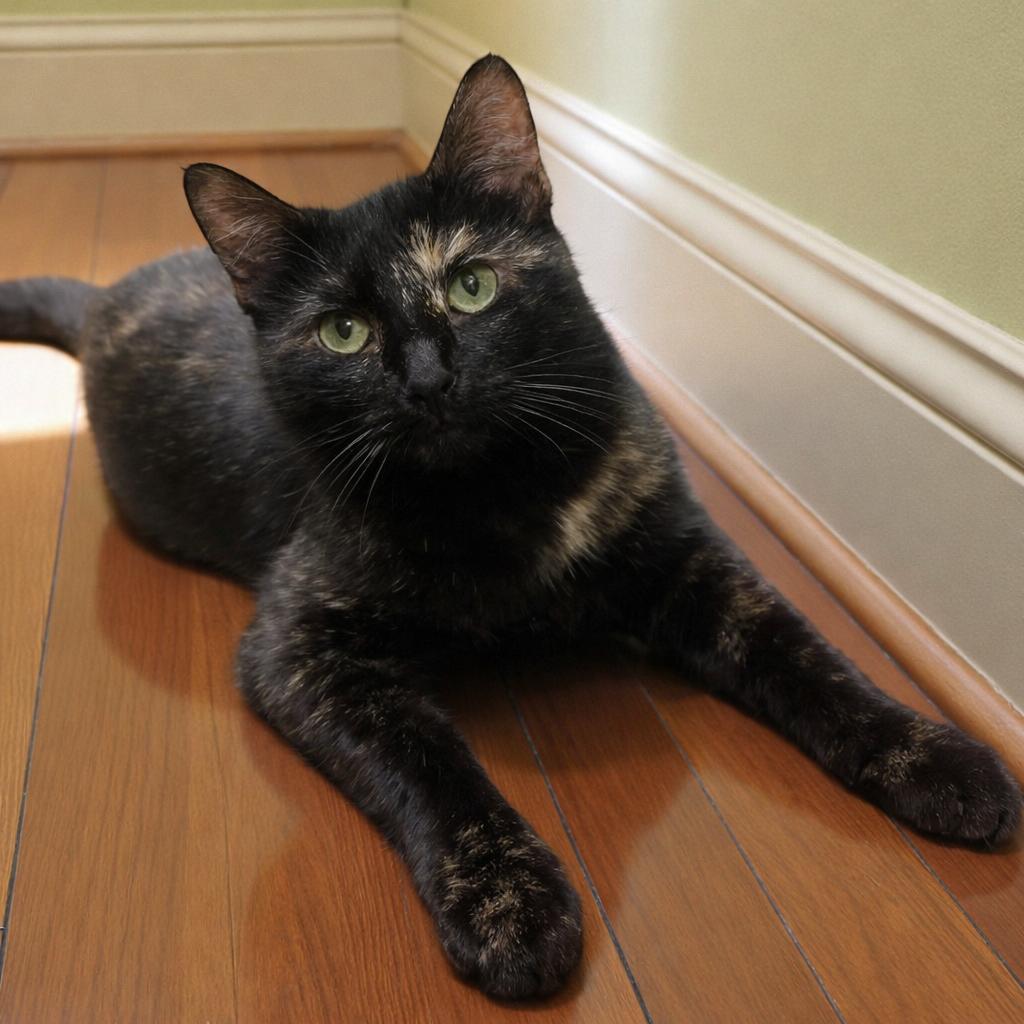 Harlee — Shy at First, Playful at Heart, Adoptable, Young Female Tortoiseshell & Bombay.