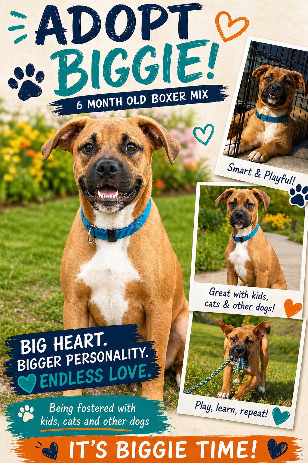 Biggie, ADOPTABLE, Young Male Boxer.
