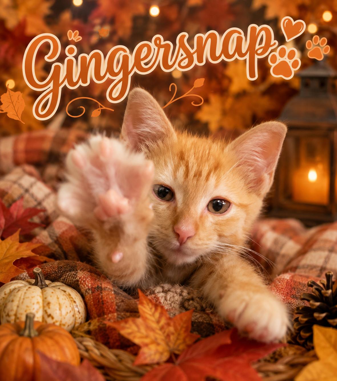 Gingersnap, Adoptable, Kitten Female Domestic Short Hair.