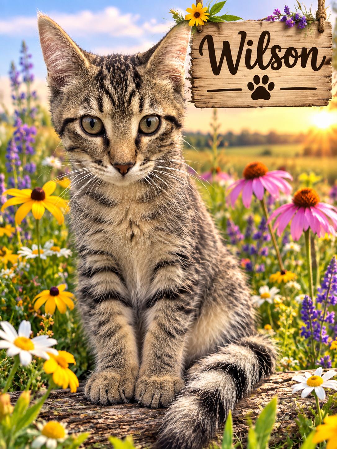Wilson-ADOPTION FEE SPONSORED, Adoptable, Kitten Male Tabby.