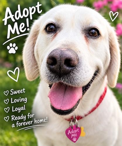 Misty 13, ADOPTABLE, Senior Female Yellow Labrador Retriever.