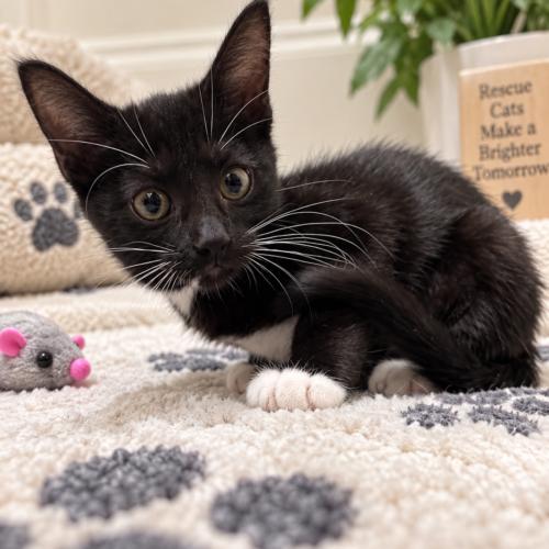 Ghosty, Adoptable, Kitten Male Domestic Short Hair & Tuxedo.
