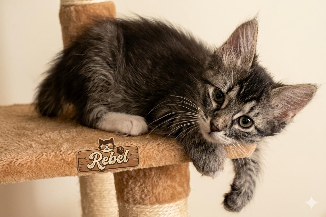 REBEL, Adopted, Kitten Female Maine Coon & Tabby.