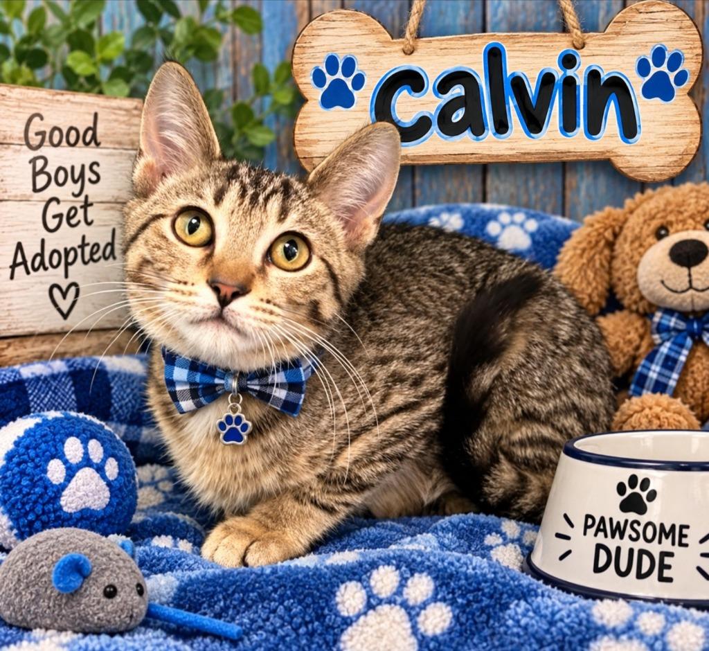 Calvin, Adoptable, Kitten Male Domestic Short Hair.