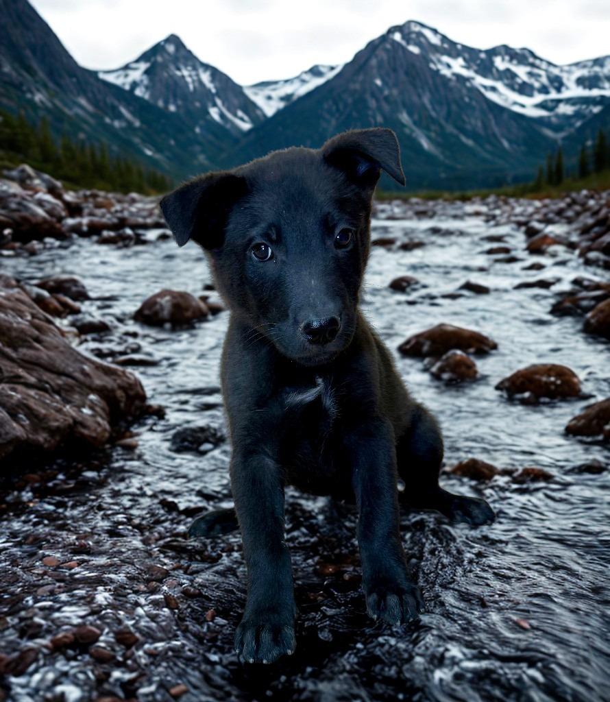 Puffin, Adoptable, Puppy Male Labrador Retriever & Shepherd.