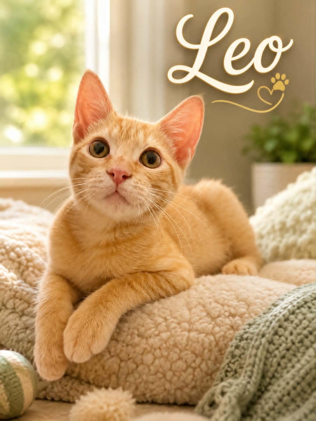 Leo, adopted, Young Male Domestic Short Hair.