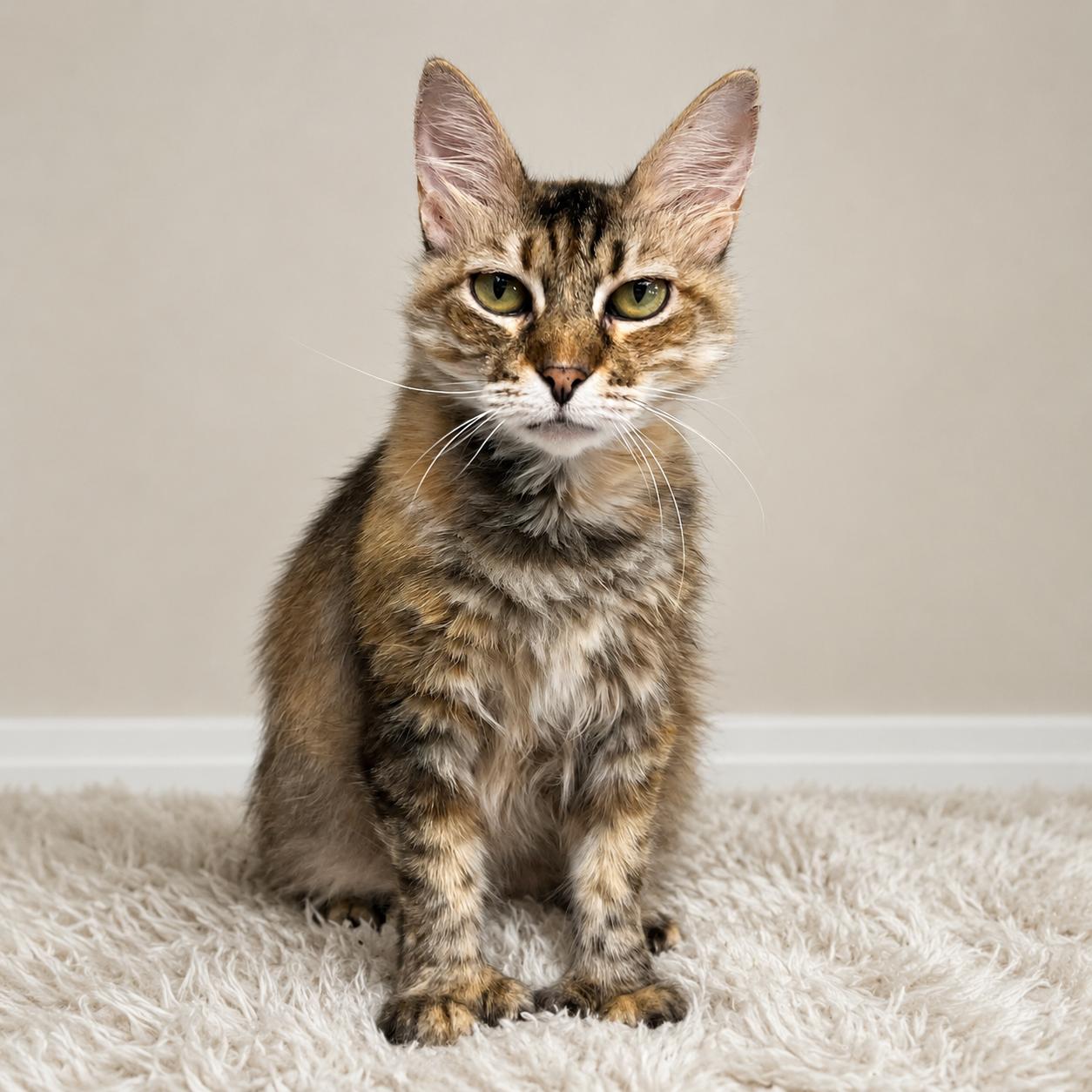 9 West Polydactyl Beauty, Adoptable, Adult Female Torbie & Domestic Long Hair.