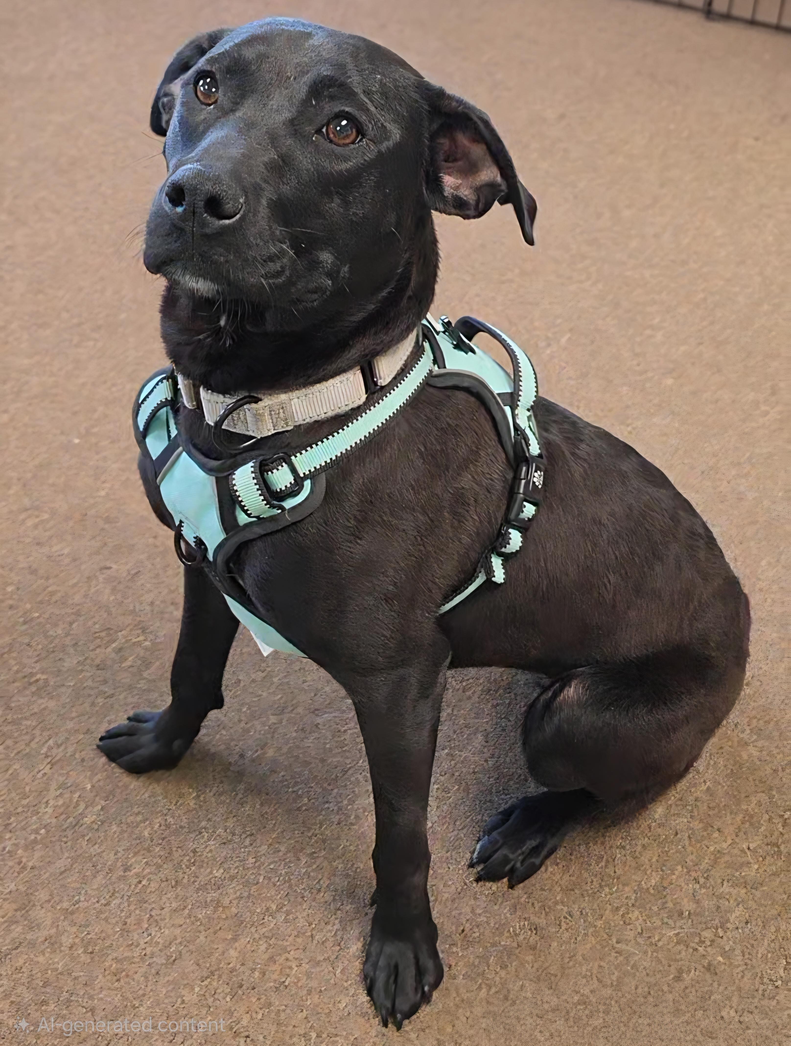 June , ADOPTABLE, Puppy Female Black Labrador Retriever & Jack Russell Terrier.
