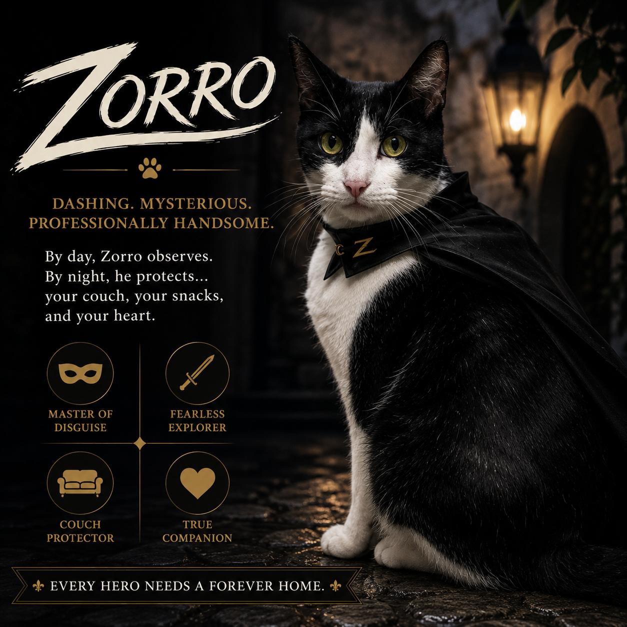 Enlarge Zorro, a Adoptable Domestic Short Hair in San Juan Capistrano, CA image 1/5