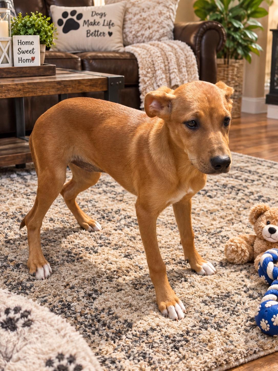 Belle, Adoptable, Puppy Female Labrador Retriever & Hound.