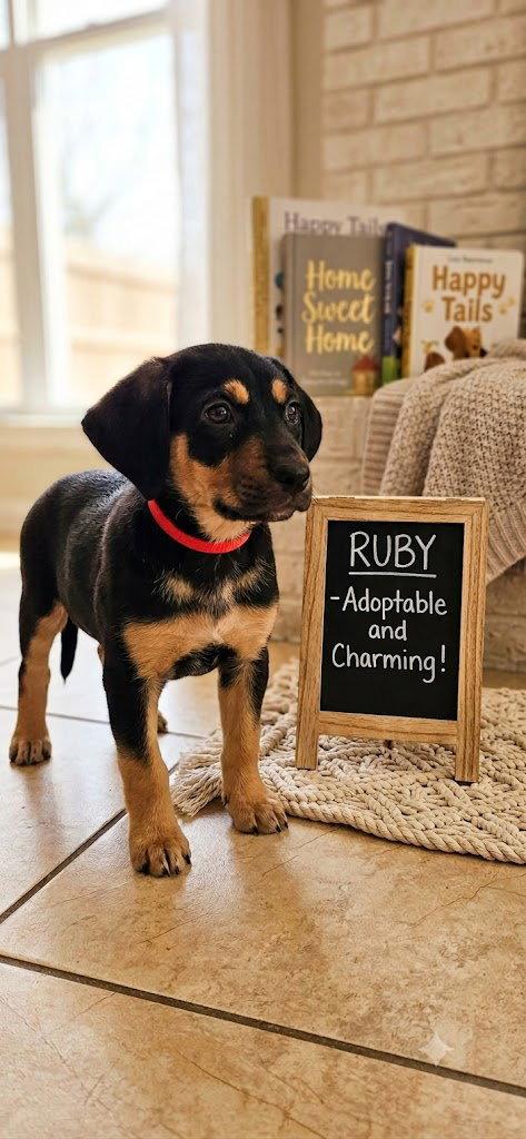 Ruby, Adoptable, Puppy Female Rottweiler & Black and Tan Coonhound.