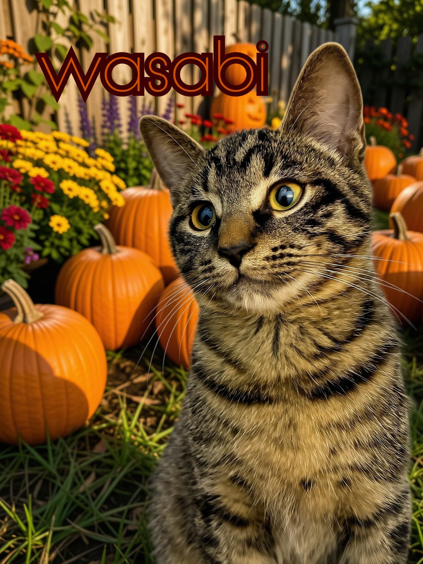 Wasabi, Adopted, Kitten Male Domestic Short Hair.
