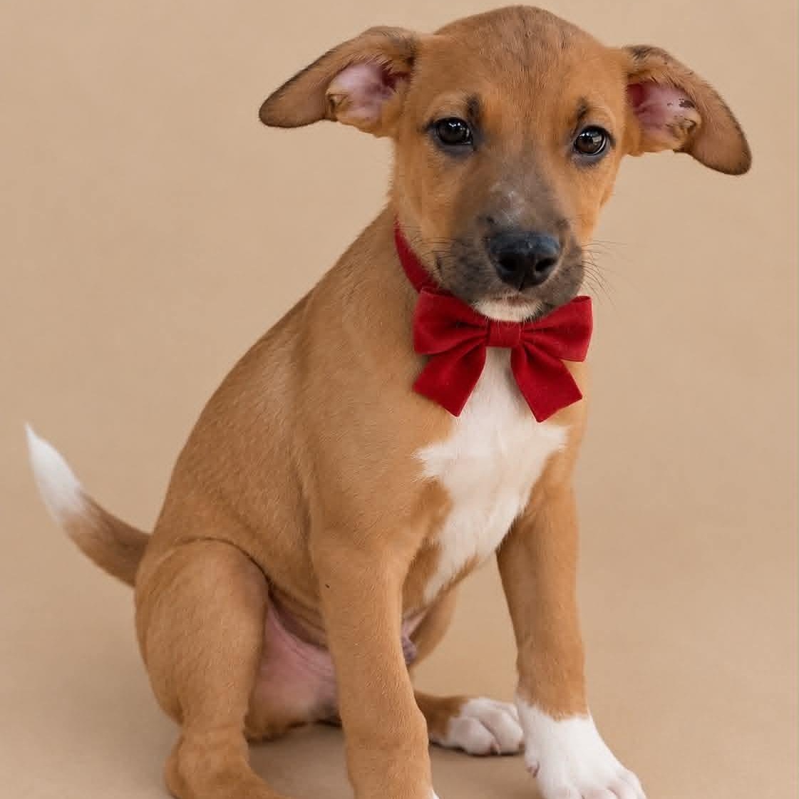 Meatball, adopted, Puppy Male Boxer & Terrier.
