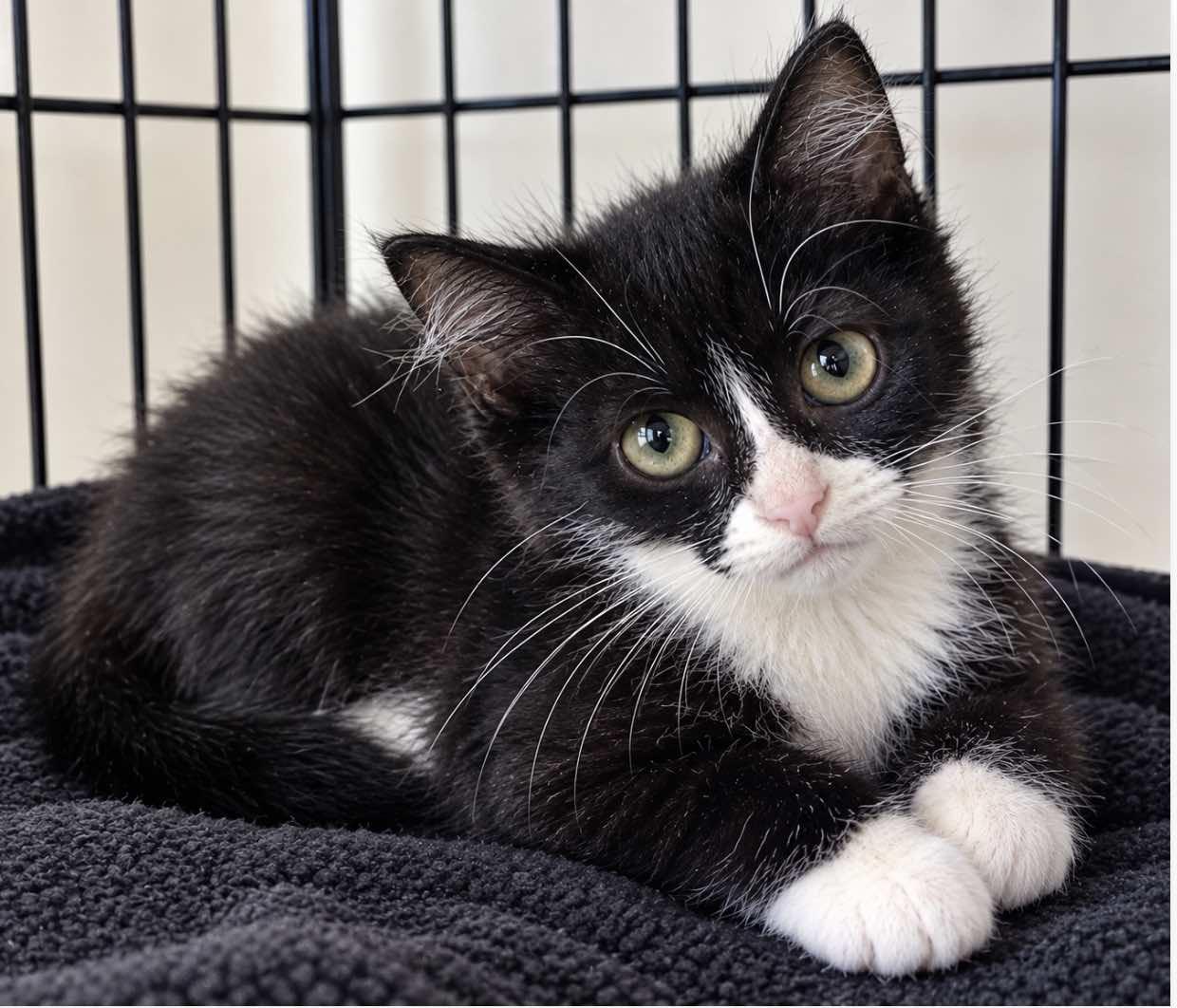 Tuxie Girl, Adoptable, Kitten Female Domestic Medium Hair.