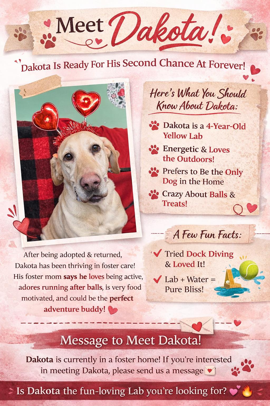 Enlarge Dakota, an adoptable Yellow Labrador Retriever in Howes Cave, NY image 1/6