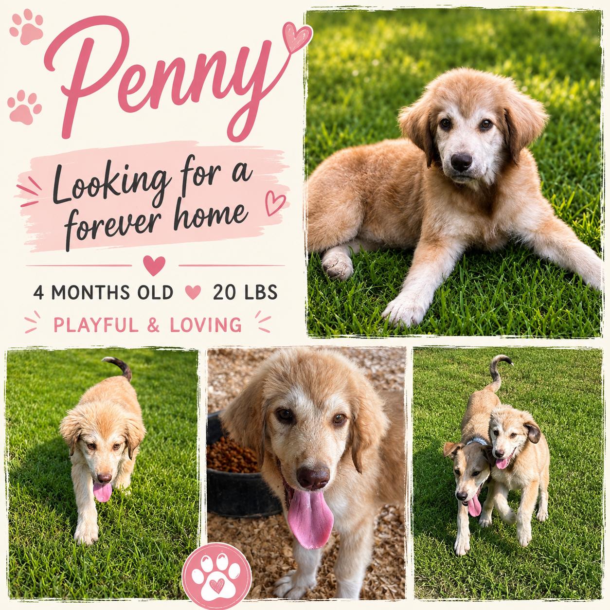 Penny, adopted, Young Female Golden Retriever & Great Pyrenees.