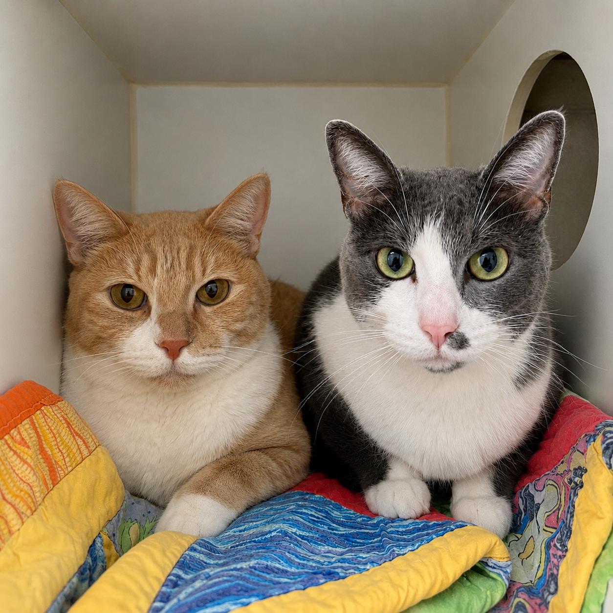 Bella and Buddy, adopted, Adult Female Domestic Short Hair.