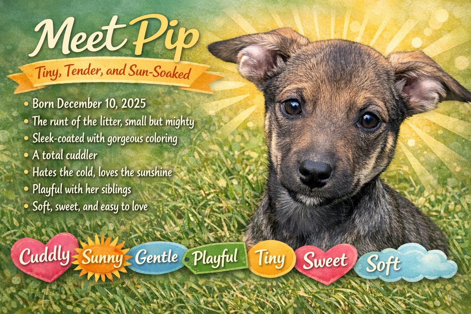 Pip, adopted, Puppy Female Wirehaired Terrier & Border Collie.