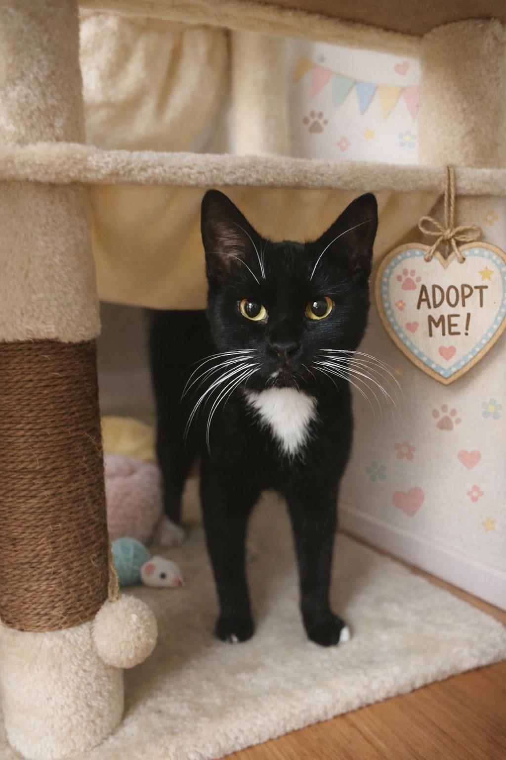 Cali , adopted, Young Male Domestic Short Hair.