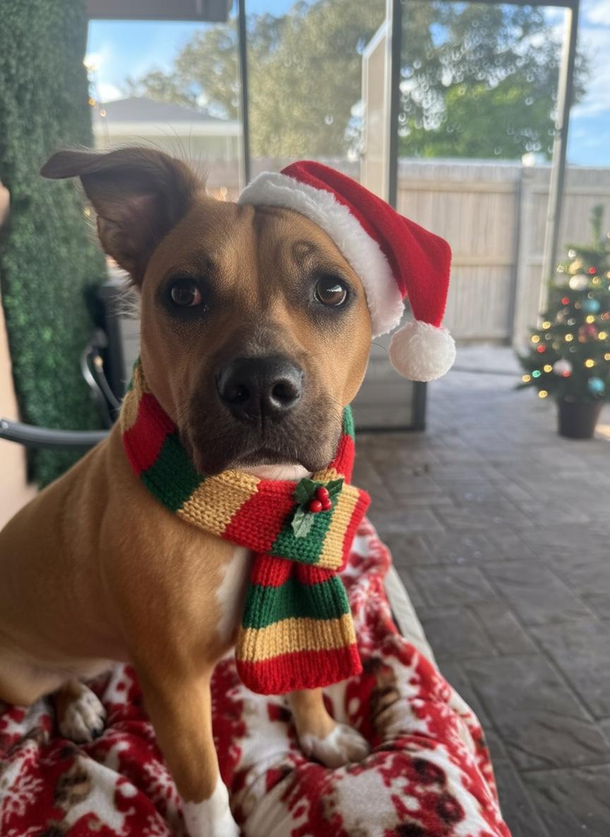 Abby, Adoptable, Young Female Black Mouth Cur & Pit Bull Terrier.